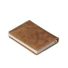 Load image into Gallery viewer, Automatic Silde Aluminum ID Cash Card Holder Genuine Leather Men