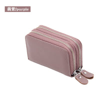 Load image into Gallery viewer, Fashion Genuine Leather Women Card Holder Double Zipper Brand Small Female
