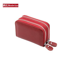 Load image into Gallery viewer, Fashion Genuine Leather Women Card Holder Double Zipper Brand Small Female