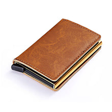Load image into Gallery viewer, RFID Blocking Vintage Leather Credit Card Holder Men Aluminum Polyurethane