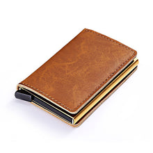 Load image into Gallery viewer, RFID Blocking Vintage Leather Credit Card Holder Men Aluminum Polyurethane