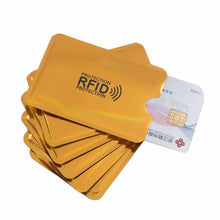 Load image into Gallery viewer, Gold Laser Anti Rfid Wallet Blocking Reader Lock Bank Card Holder Metallic