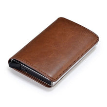 Load image into Gallery viewer, Metal Credit Card Holder Automatic Elastic Vintage Aluminum Wallet Polyurethane