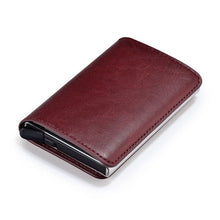 Load image into Gallery viewer, Metal Credit Card Holder Automatic Elastic Vintage Aluminum Wallet Polyurethane