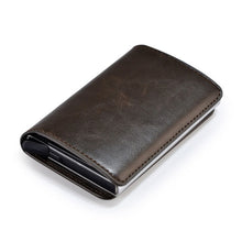 Load image into Gallery viewer, Metal Credit Card Holder Automatic Elastic Vintage Aluminum Wallet Polyurethane
