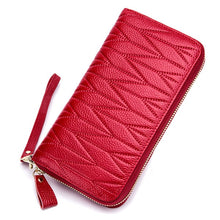 Load image into Gallery viewer, Brand New Women Leather Long Zipper Card Holder Wallets Genuine Leather
