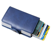 Load image into Gallery viewer, Men Double Aluminum Leather Credit Card Holder RFID Metal Wallet Polyurethane
