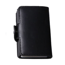 Load image into Gallery viewer, Men Double Aluminum Leather Credit Card Holder RFID Metal Wallet Polyurethane