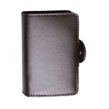 Load image into Gallery viewer, Men Double Aluminum Leather Credit Card Holder RFID Metal Wallet Polyurethane