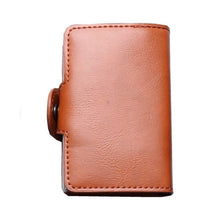 Load image into Gallery viewer, Men Double Aluminum Leather Credit Card Holder RFID Metal Wallet Polyurethane