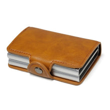 Load image into Gallery viewer, Men Double Aluminum Leather Credit Card Holder RFID Metal Wallet Polyurethane