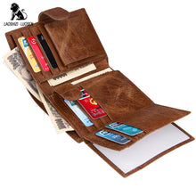 Load image into Gallery viewer, RFID Genuine Leather Men Wallets Coin Pocket Zipper Real Men's Cow Leather Wallet