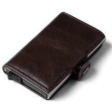 Load image into Gallery viewer, Men 100% cow Genuine Leather Men Aluminum Wallet Pocket ID Card holder RFID