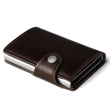 Load image into Gallery viewer, Men 100% cow Genuine Leather Men Aluminum Wallet Pocket ID Card holder RFID