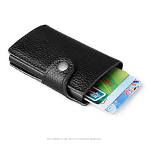 Load image into Gallery viewer, Men 100% cow Genuine Leather Men Aluminum Wallet Pocket ID Card holder RFID