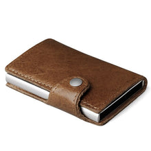 Load image into Gallery viewer, Men 100% cow Genuine Leather Men Aluminum Wallet Pocket ID Card holder RFID