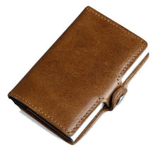 Load image into Gallery viewer, Men 100% cow Genuine Leather Men Aluminum Wallet Pocket ID Card holder RFID