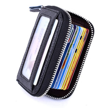 Load image into Gallery viewer, Genuine Leather RFID Blocking Men/Women Zipper Business Credit ID Card Holder